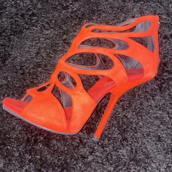 Giuseppe Zanotti red-orange suede heel - Picture 2 of 9